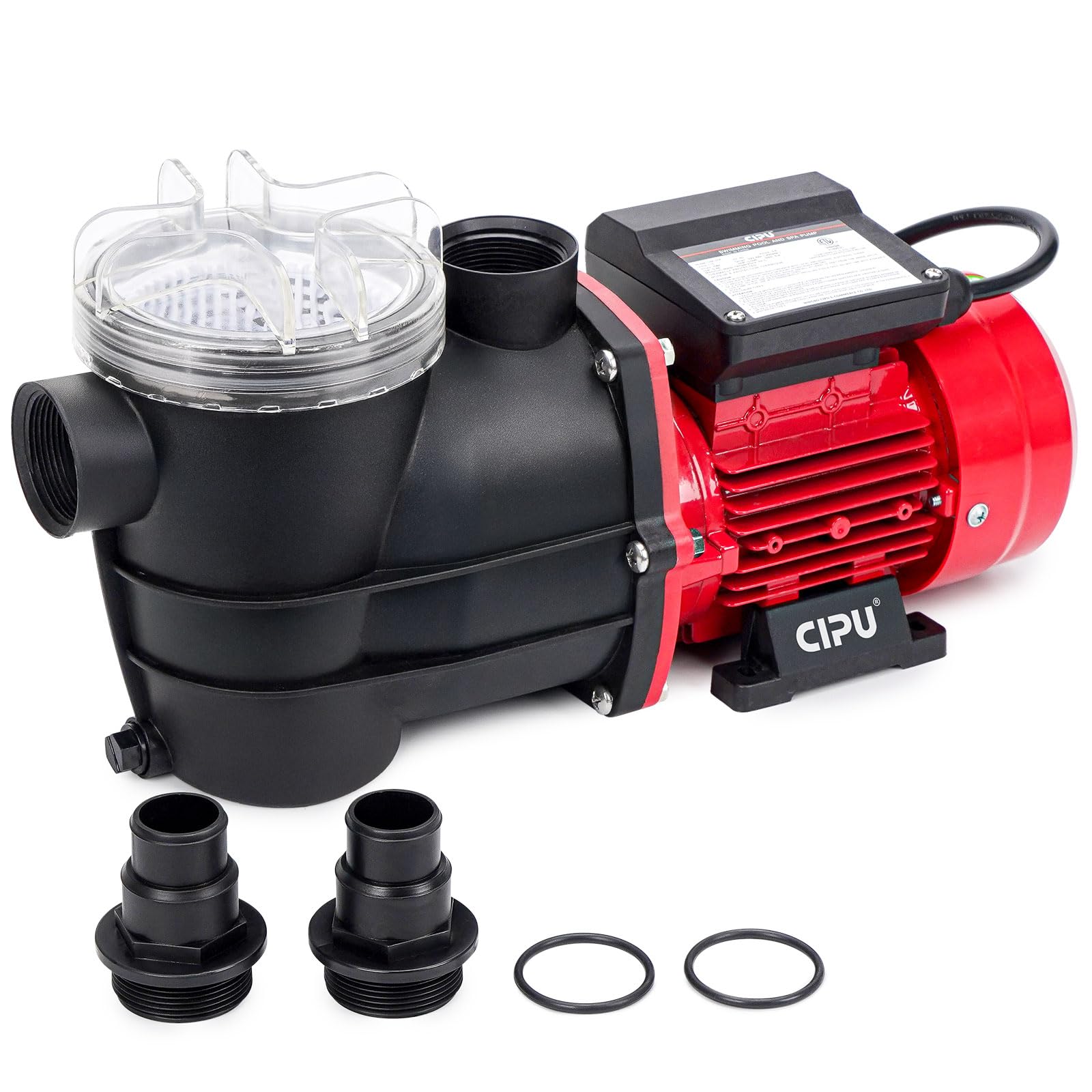 Photo 1 of CIPU 1/3 HP Pool Pump with Filter Basket, 2400 GPH Above Ground Pool Pump with Hose Adapters, Self-Priming Pool Filter Pump Replacement for Sand Filter Systems and Frame Pools