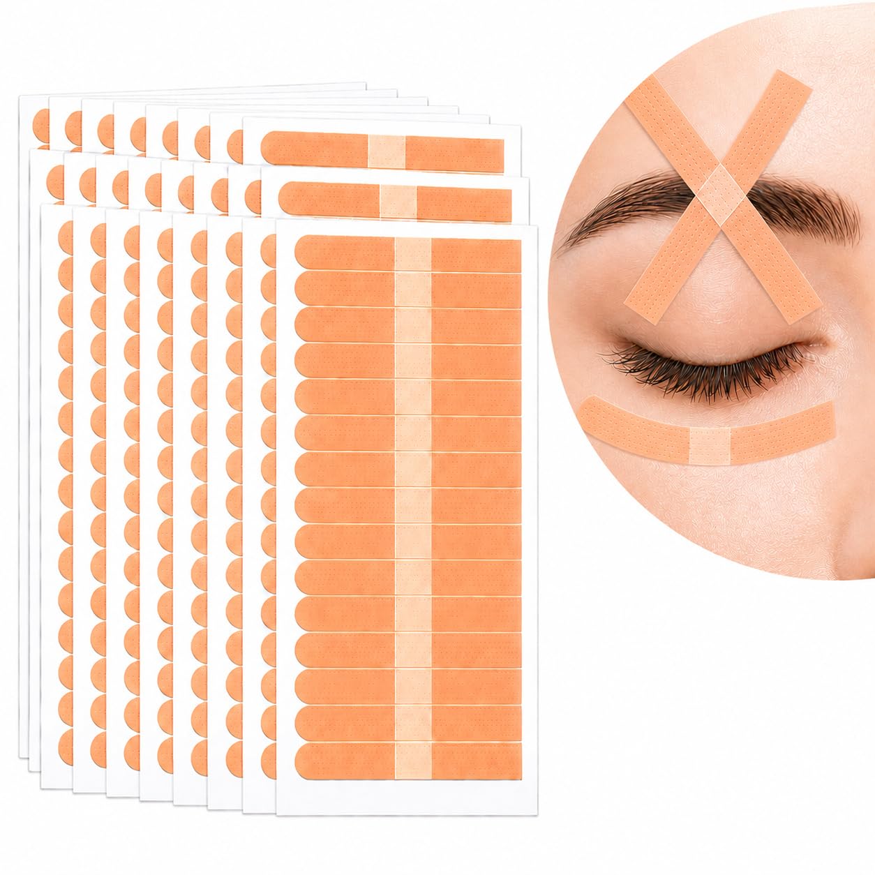 Lash Tape, Pre-Cut Eyelash Extension Tape for Lash Artists, 5cm x 0.6cm | Breathable PE strips with glue-free center for hooded lids, eyelid lifting, under eye tape and lower lash isolation