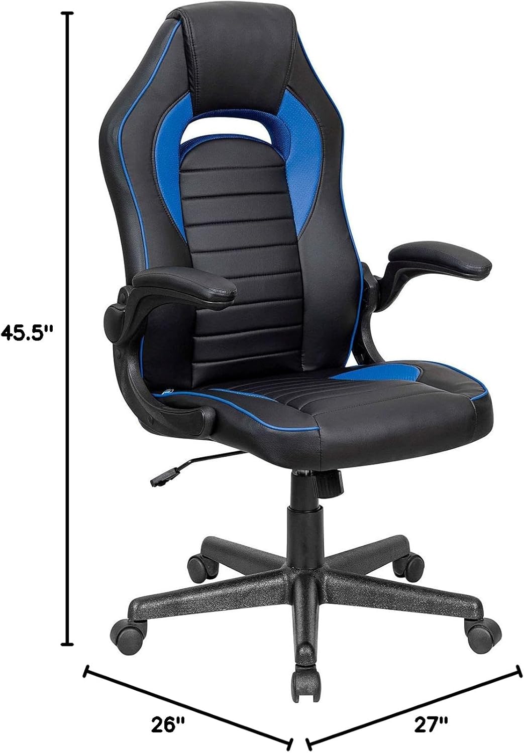 Global Industrial Racing/Gaming Chair, Mid Back, Synthetic Leather, Black/Blue