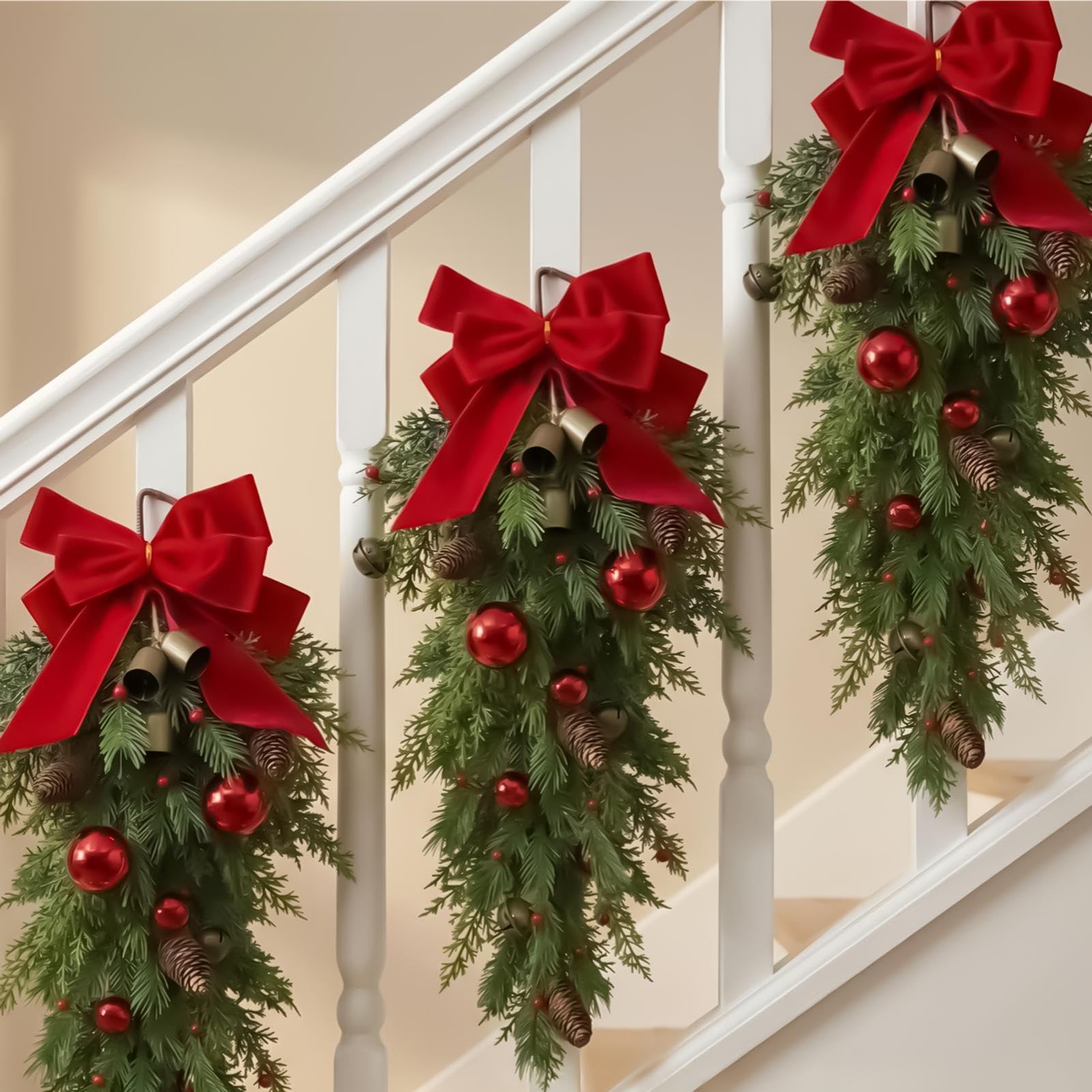Corone di Natale per porta d'ingresso 68 cm aghi di pino, capovolto e