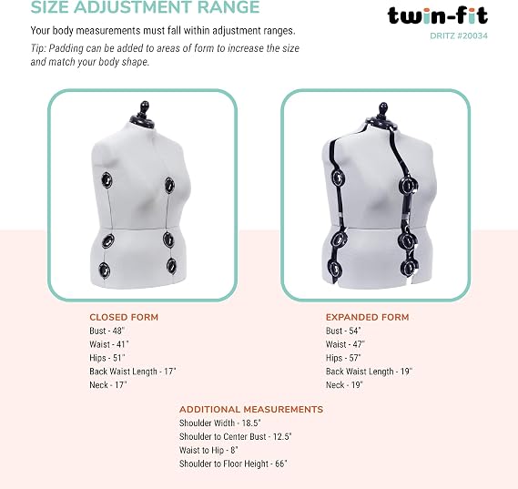 Dritz Twin-Fit Adjustable Tri-Pod Stand, Full Figure Dress Form, Silver Gray & Sew You Adjustable Dress Form, Medium, Opal Green