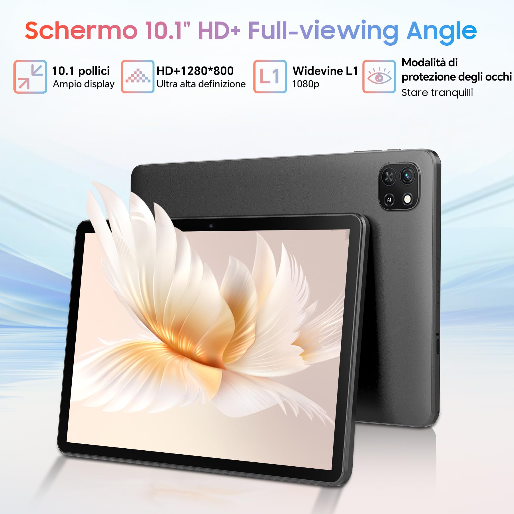OSCAL PAD 50 WiFi Tablet 10 pollici, Android 13, 6(2+4) GB RAM+64GB ROM(TF 2TB), Widevine L1, 1280 x 800 IPS HD+ Display, WiFi6 Tablet, 5MP+8MP Doppia Fotocamera, 5100mAh, Bluetooth 5.2(Grigio)