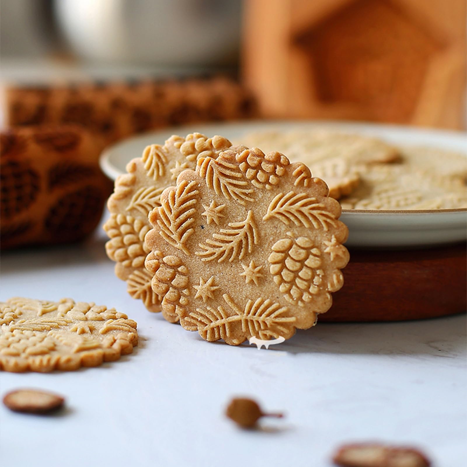 Rouleau À Pâtisserie Gaufré, Rouleau À Pâtisserie Gaufré, Rouleau À Pâtisserie Gaufré Gravé en Profondeur avec Motif De Cerf De Noël, Rouleau À Pâtisserie Imprimé en 3D Et Sûr pour L'alimentation (Co