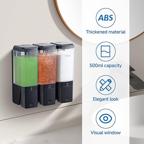 Miniatura 2 de Dispensador de jabón de ducha, sin taladro, ranura de actualización, para instalar champú y acondicionador, dispensador de champú montado en la