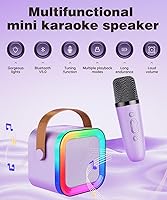 Vista 2 de Mini máquina de karaoke con altavoz para niños y adultos, portátil con Bluetooth y 1-2 micrófonos inalámbricos, regalos de Navidad y cumpleaños
