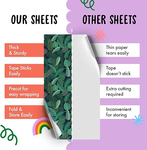 Miniatura 6 de CENTRAL 23 6 hojas de papel de regalo, hojas y plantas verdes, papel de regalo ecológico para hombres y mujeres, reciclable, diseño moderno para