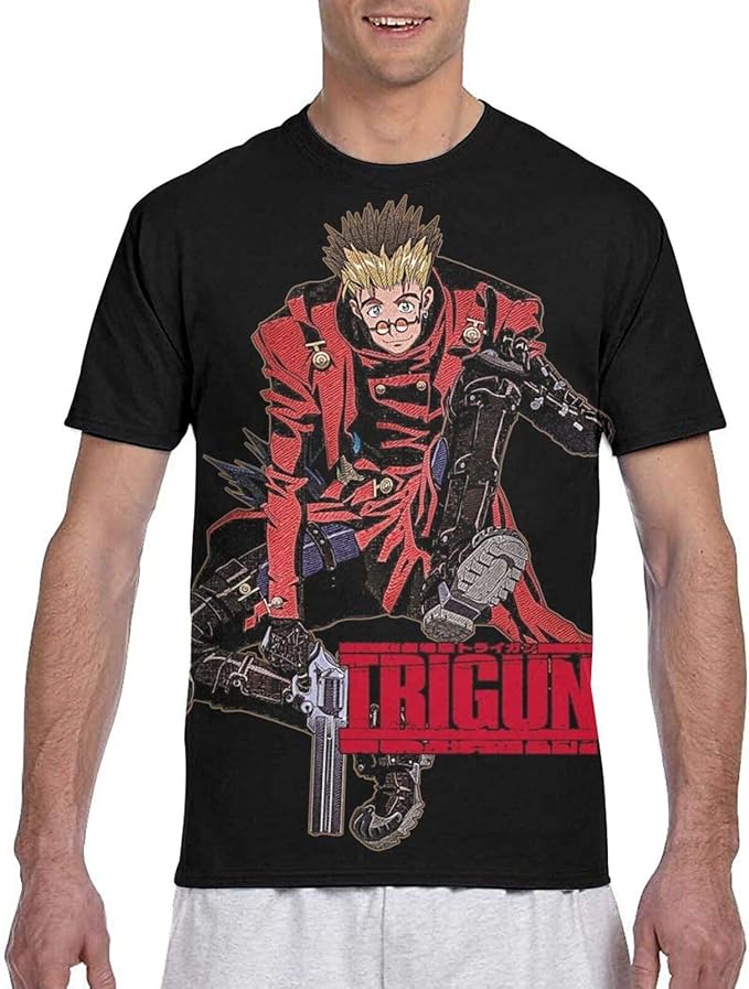 Trigun 3D Printed Short Sleeve T-Shirt Crewneck Tees for Mens : Amazon