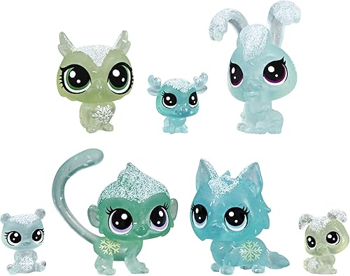 Littlest Pet Shop Frosted Wonderland Pet Friends - Juguete con temática verde, incluye 7 mascotas, a partir de 4 años