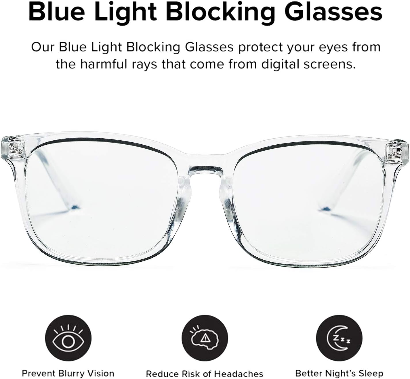 DeBuff Blue Light Blocking Glasses Women Men Clear Lens Square Frame Computer Eyeglasses 2 Pack (Black+Clear)