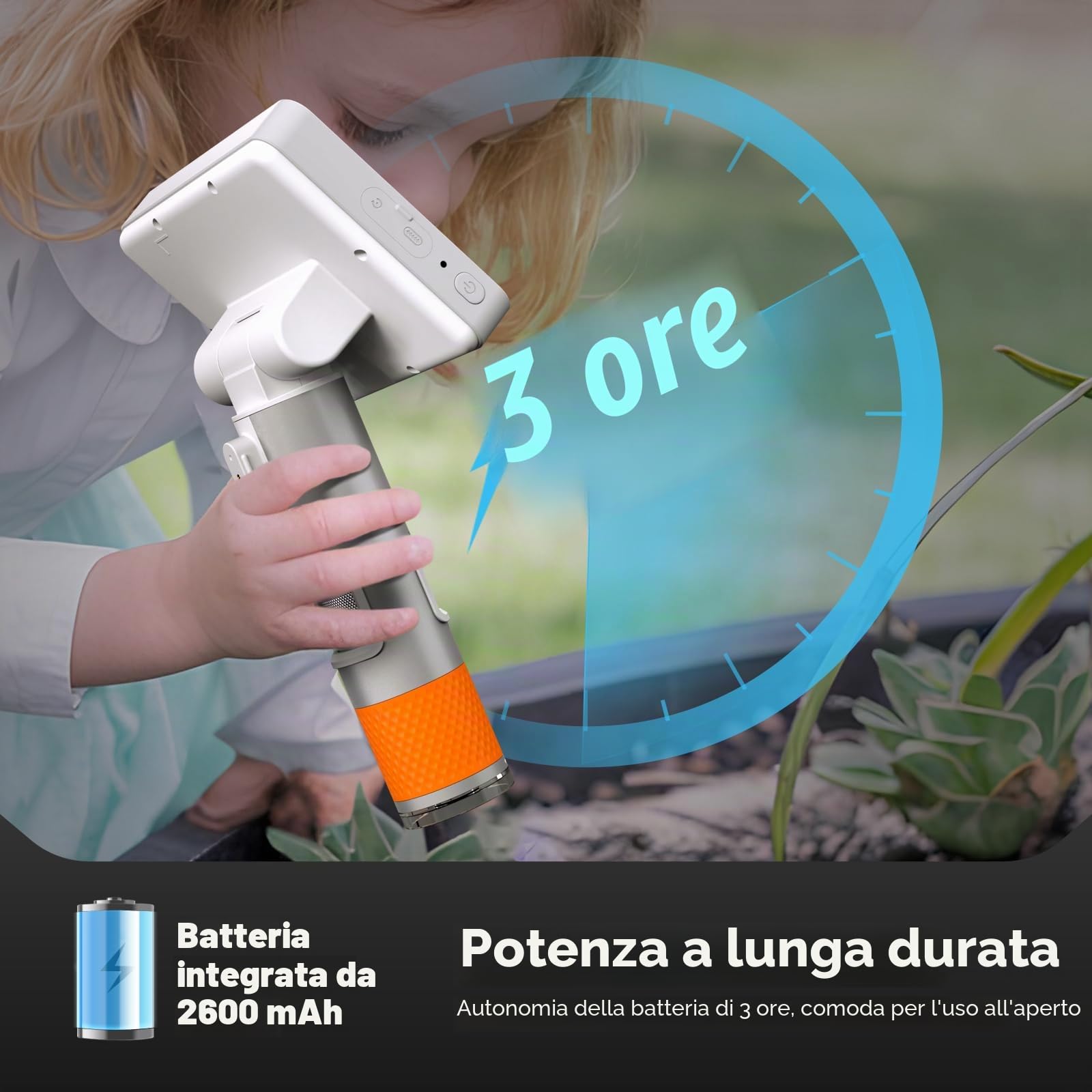 MX2-A Microscopio portatile per bambini, microscopio digitale portatile 100-1600X con schermo LCD da 4,3" 1080p, MatataStudio Wireless USB, microscopi educativi per bambini e adulti