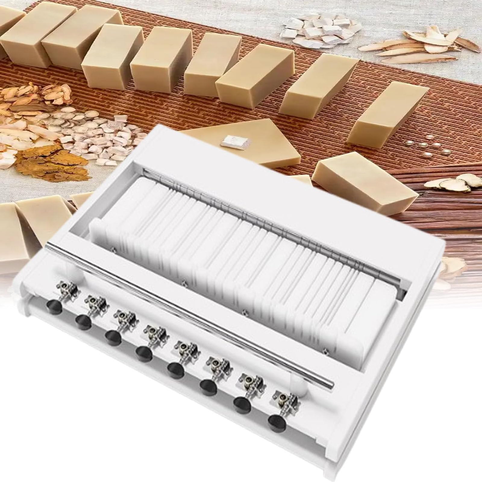 Máquina cortadora de jabón de proceso frío, herramienta de corte de alambre múltiple con tamaños ajustables para jabón, velas de pan, queso y mantequilla