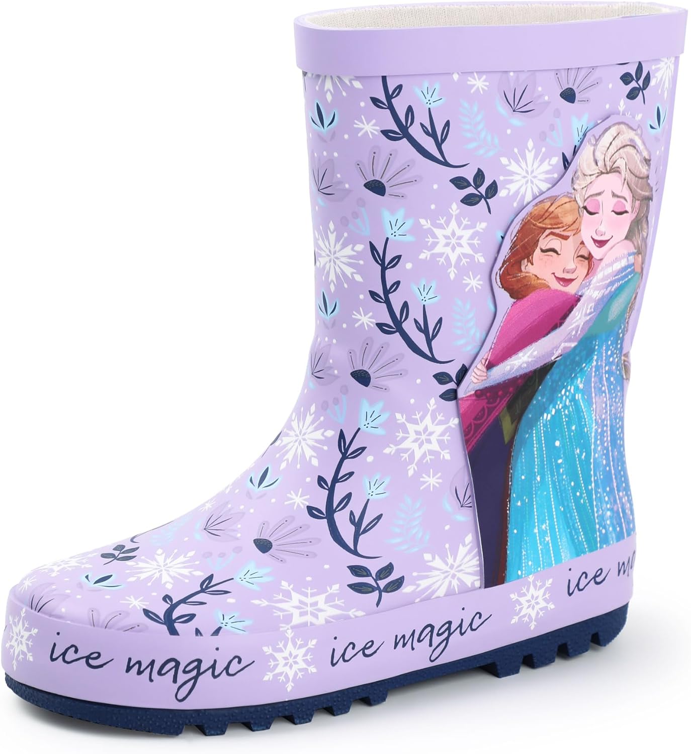 Disney Frozen Girls Purple Anna & Elsa Storm Boots | Waterproof Rain Boots for Outdoor Play in Wet Weather Merch