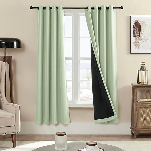 Miniatura 97 de Rutterllow - Cortinas 100% opacas, paneles de cortina con ojales, aislamiento térmico y bloqueo de luz para habitación y sala de estar, (2 paneles