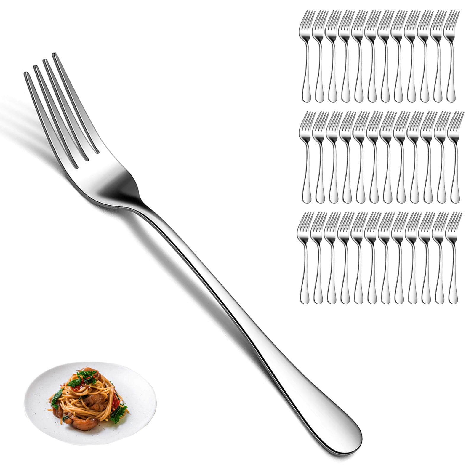 36 Stück Gabelset, PionStar Edelstahl Gabeln Set, (7,3"/18,5cm), Nur Besteck Gabeln, Spülmaschinenfest, Tafelgabeln/Dessertgabeln für Zuhause/Restaurant