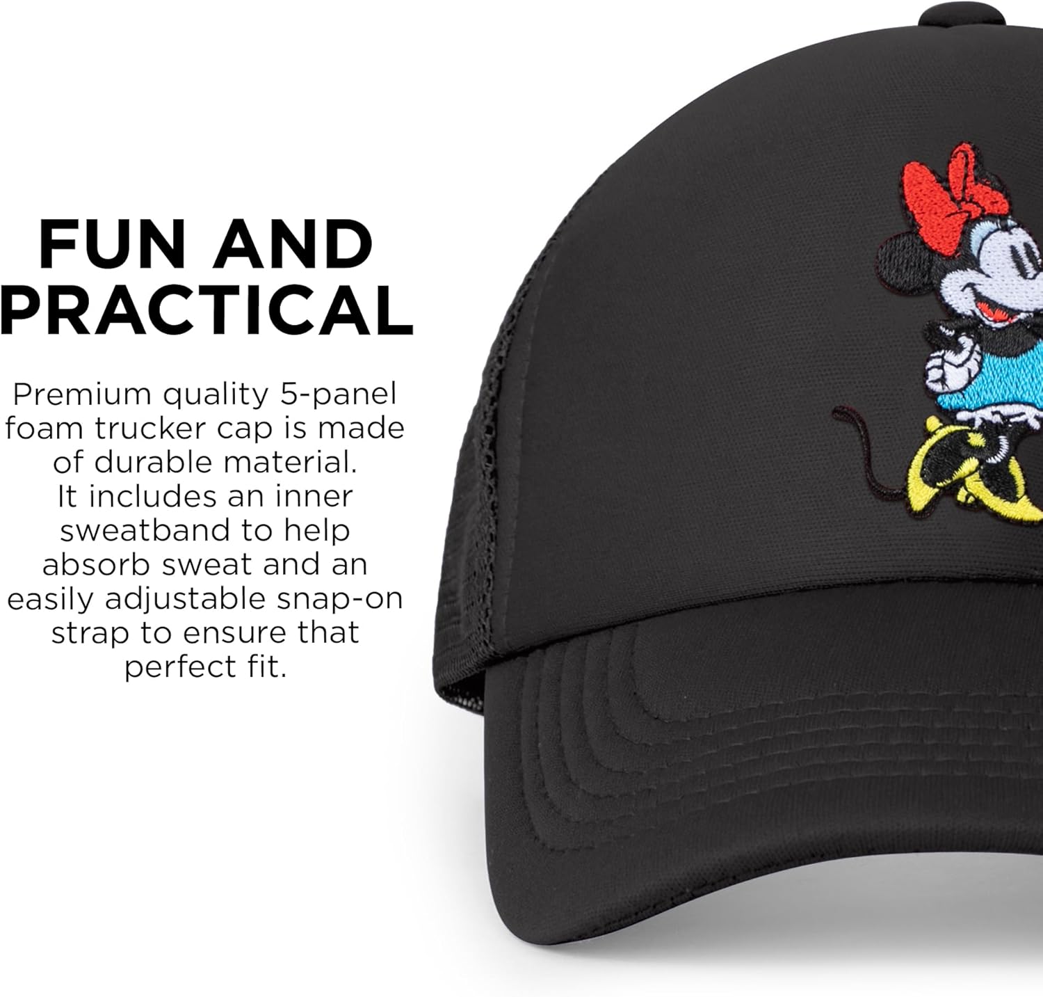 Disney Adult Trucker Hat, Minnie Mouse Mesh Snapback Baseball Cap - Image 5