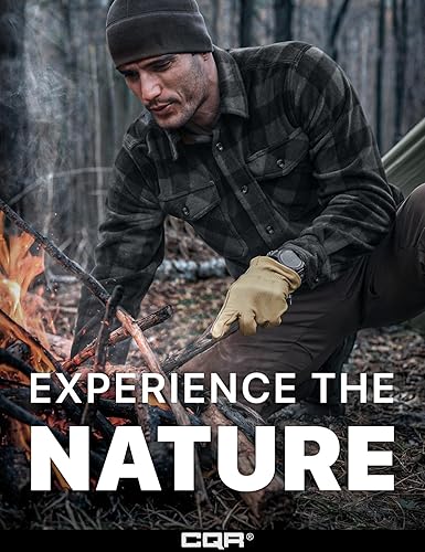 Miniatura 5 de CQR - Camisa a cuadros de vellón pesado y manga larga para hombre, con botones, cuello y puños forrados de pana cálida