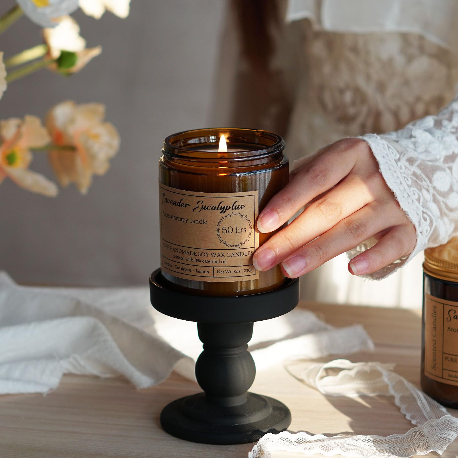 Lavender Eucalyptus Candles for Home Scented - 8oz Aromatherapy Candles for Relaxation Stress Relief Soothing Anxiety Non Toxic, Calming Candles Gifts for Women Great for Relaxing Bath Yoga Meditation