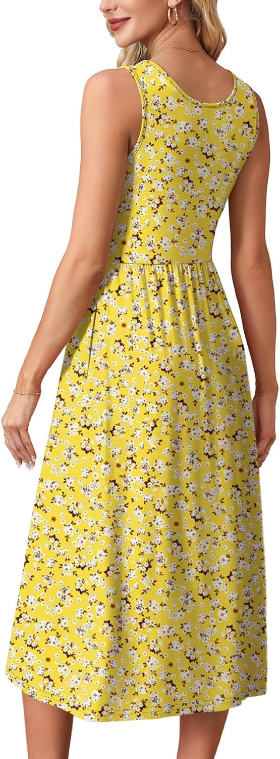 WIHOLL Summer Dresses for Women Flowy Casual Midi Dress Beach Vacation Sundresses with Pockets - Image 5