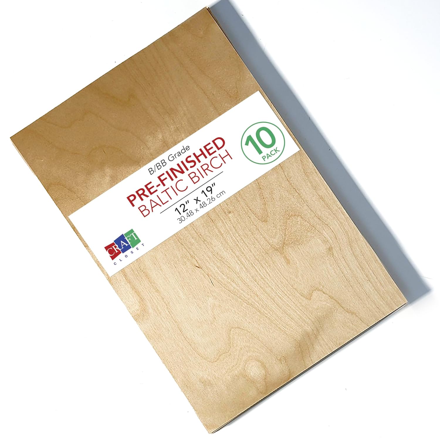 10 Boards of 16” x 24” 3mm 1/4 inch Finished Grade B/BB Baltic Birch Plywood, Glowforge Ready | Boxes of 10, 20, 50 and 100 | Laser Engraving, CNC, Scroll Saw, by Craft Closet