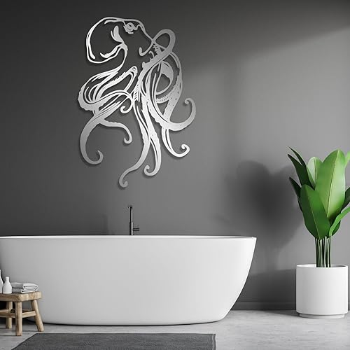 Arte de pared de metal de pulpo, arte de pared de metal de vida marina, decoración de pared de metal de animales marinos, decoración de pared de disponible en Yaxa Colombia