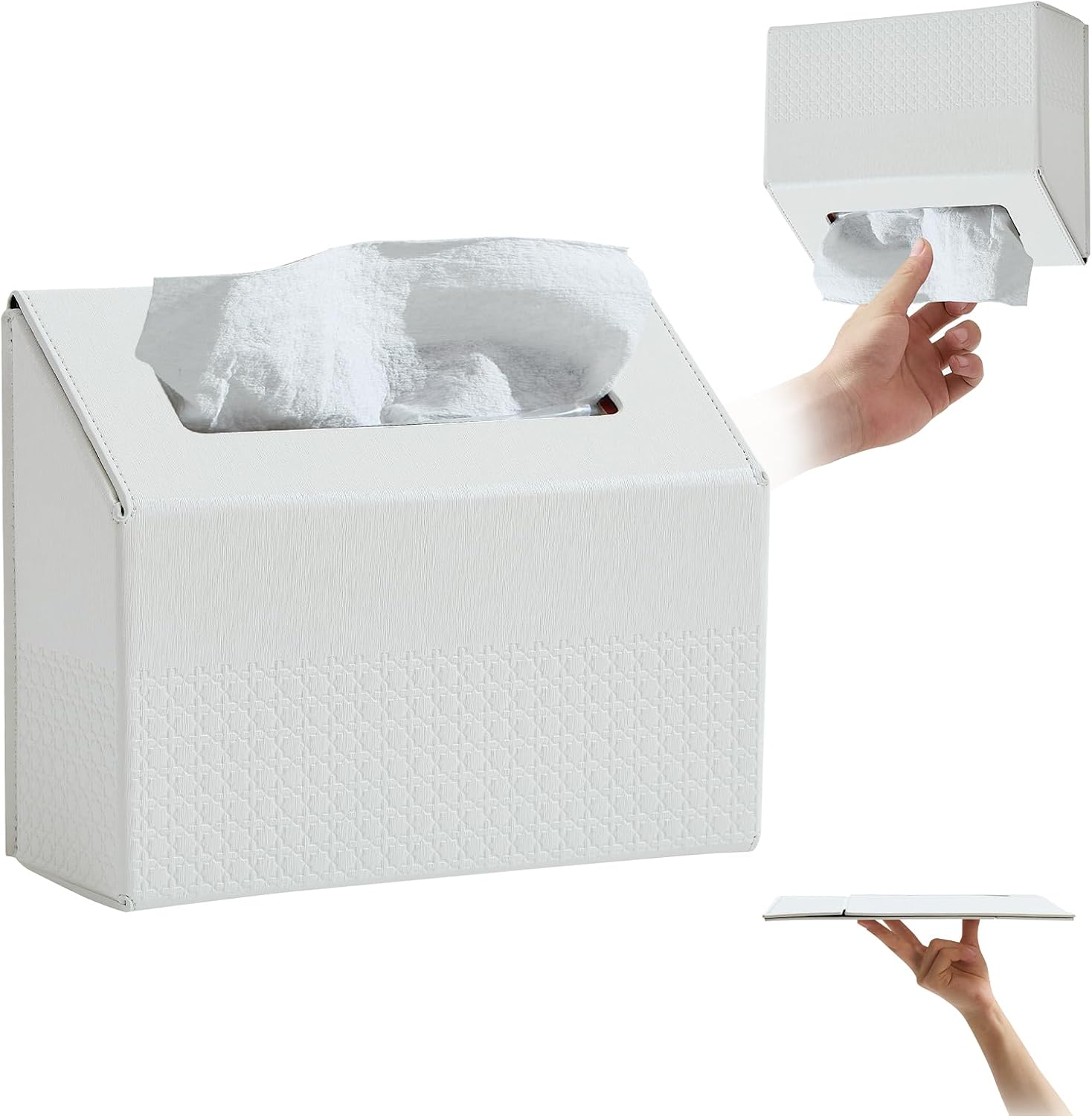 Hand Towel Box Cover, No Drill Installation & Damage-Free Adhesive Backing for Wall Mounted, Streamlined Appearance for Kleenex Paper Hand Towels-Polar Ice