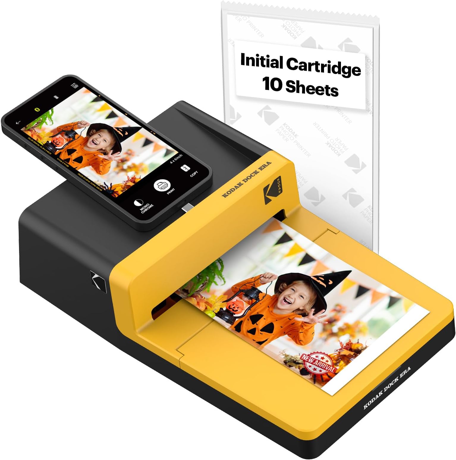 Dock Era 4x6'' Desktop Photo Printer, 10 Sheets, Docking & Bluetooth Smartphone Printer for iPhone & Android, Instant Color Prints, 4PASS Dye Sublimation
