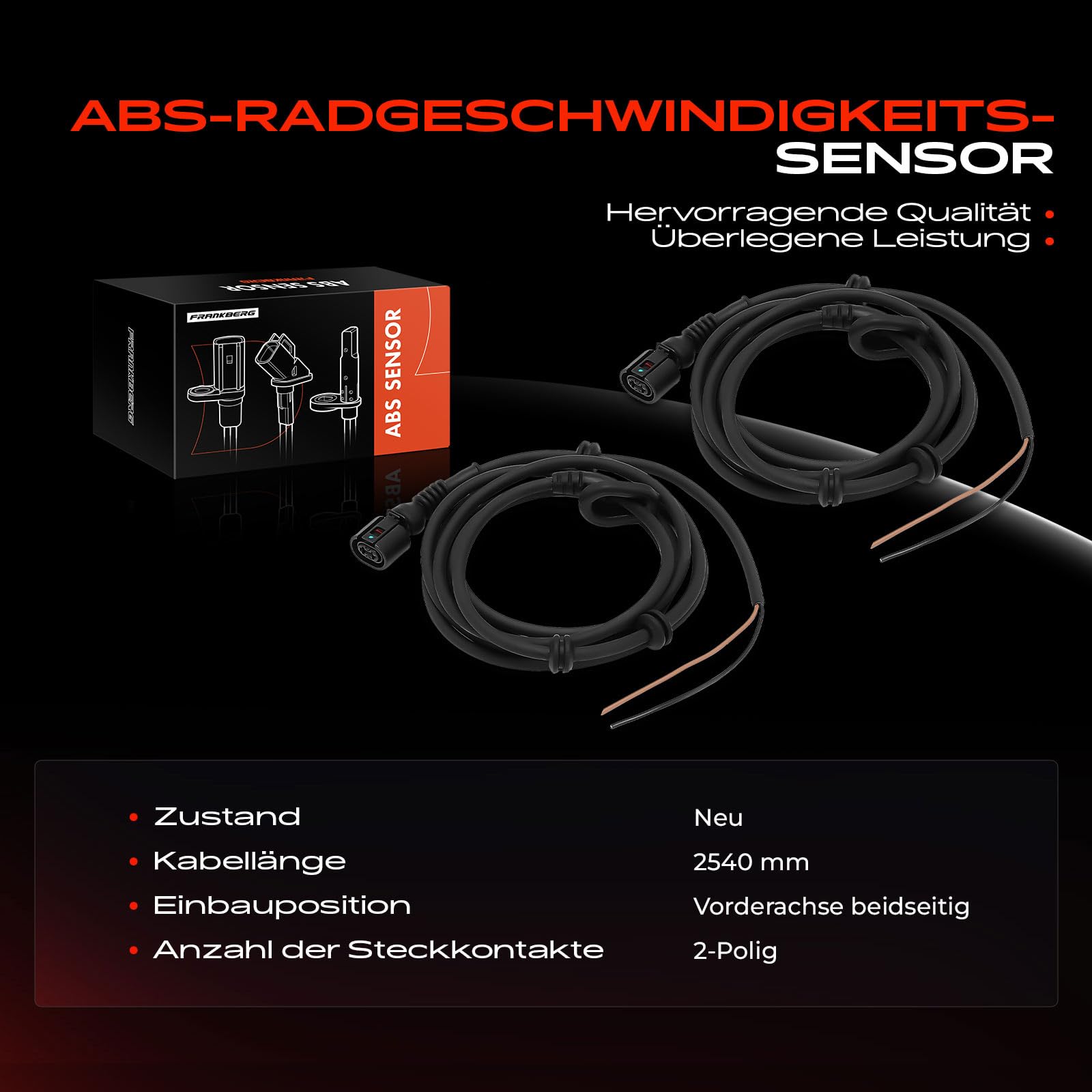 Frankberg 2x ABS Sensor 2-polig Vorne Links Rechts Kompatibel mit Golf IV 1J1 Octavi.a I Combi 1U5 A3 8L1 Bor.a 1J2 New Beetle 1C1 9C1 Replace# 1J0927903E