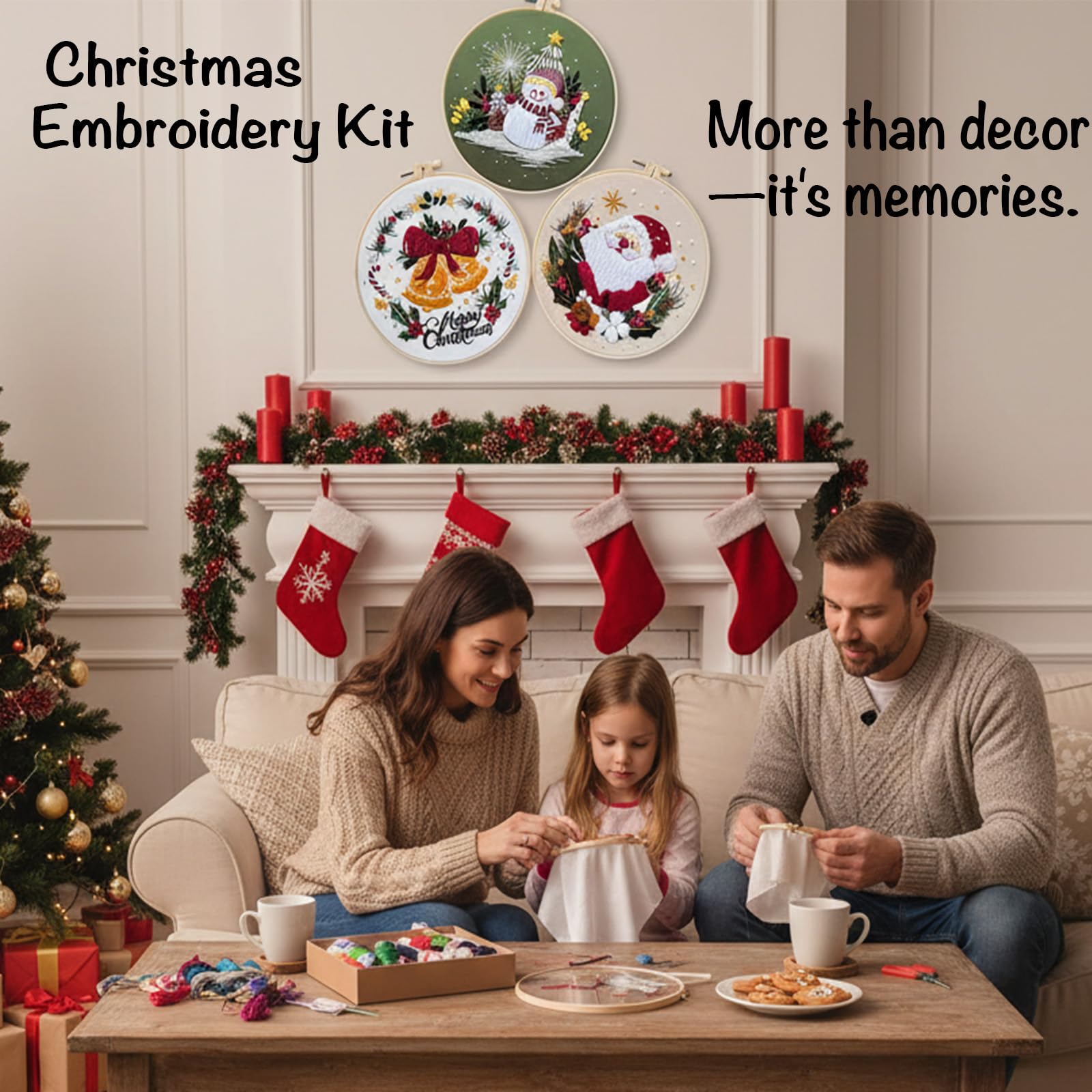 Christmas Embroidery Kits - 3 Festive Designs -7