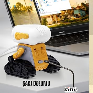 Giffy/Oyuncak Uzaktan Kumandalı El Sensörlü Akıllı WALL-E Robot Dahili Şarjlı Işıklı Sesli FULL Fonksiyonlu El Hareketlerini Algılayabilen Farklı Işık Kombinasyonlu Akıllı RC Robot (SARI)