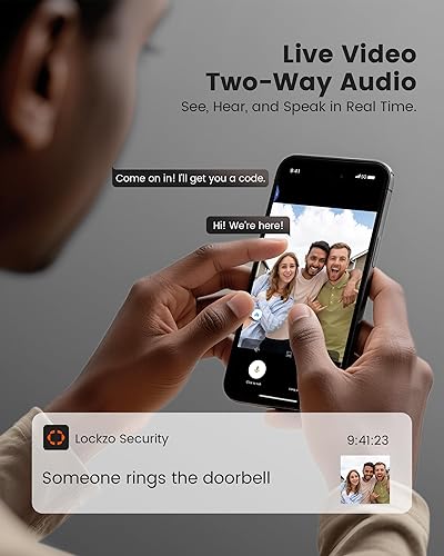 Miniatura 8 de Cerradura inteligente con cámara, timbre WiFi 3 en 1, cerradura de puerta de entrada sin llave, cerradura de cerrojo para puerta delantera, huella