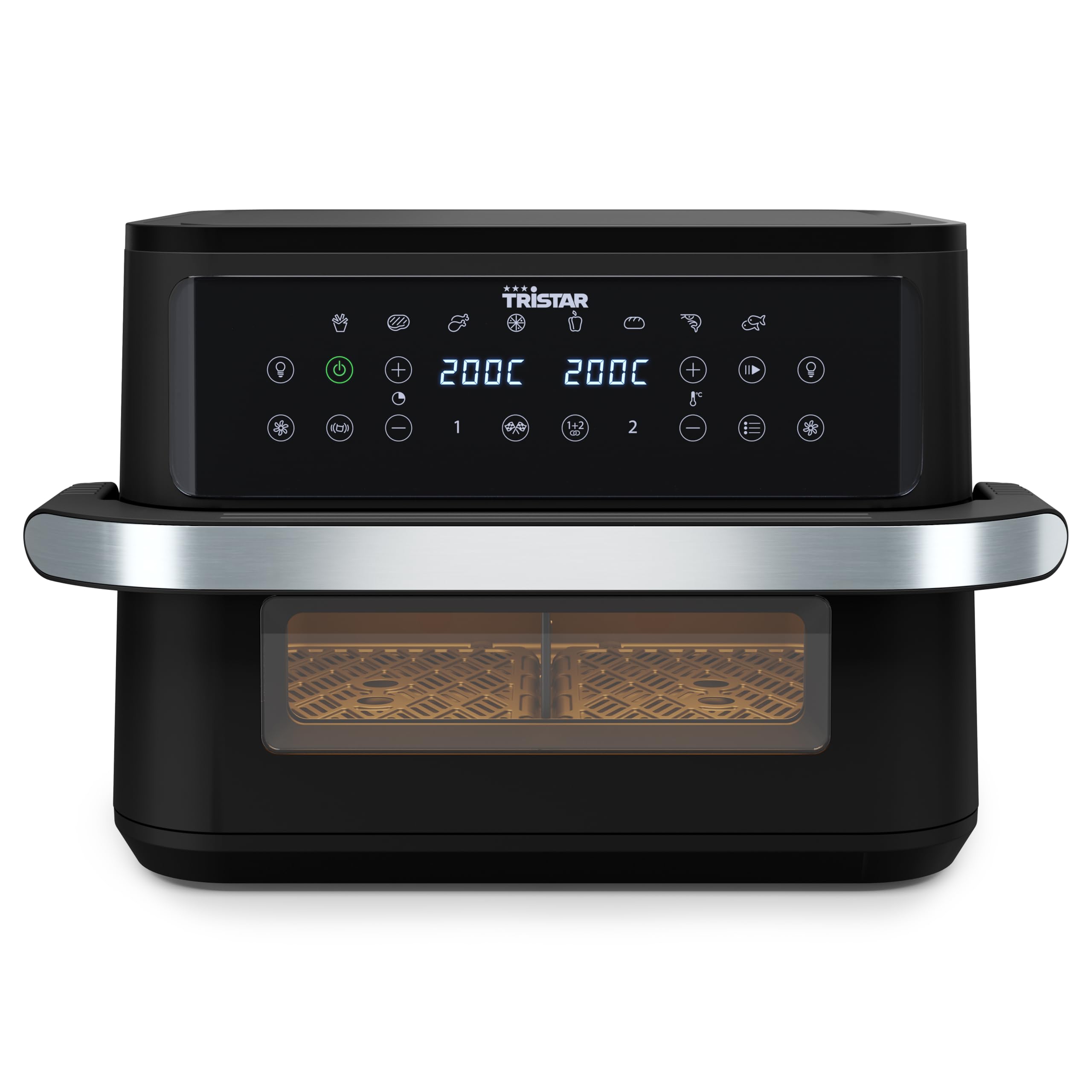 Tristar Frytkownica powietrzna Dualzone Flex, 10 l, 2800 W, 8 programów, cyfrowy wyświetlacz, gotowanie bez oleju, automatyczne wyłączanie, powłoka nieprzywierająca, zmywalna, FR-9432