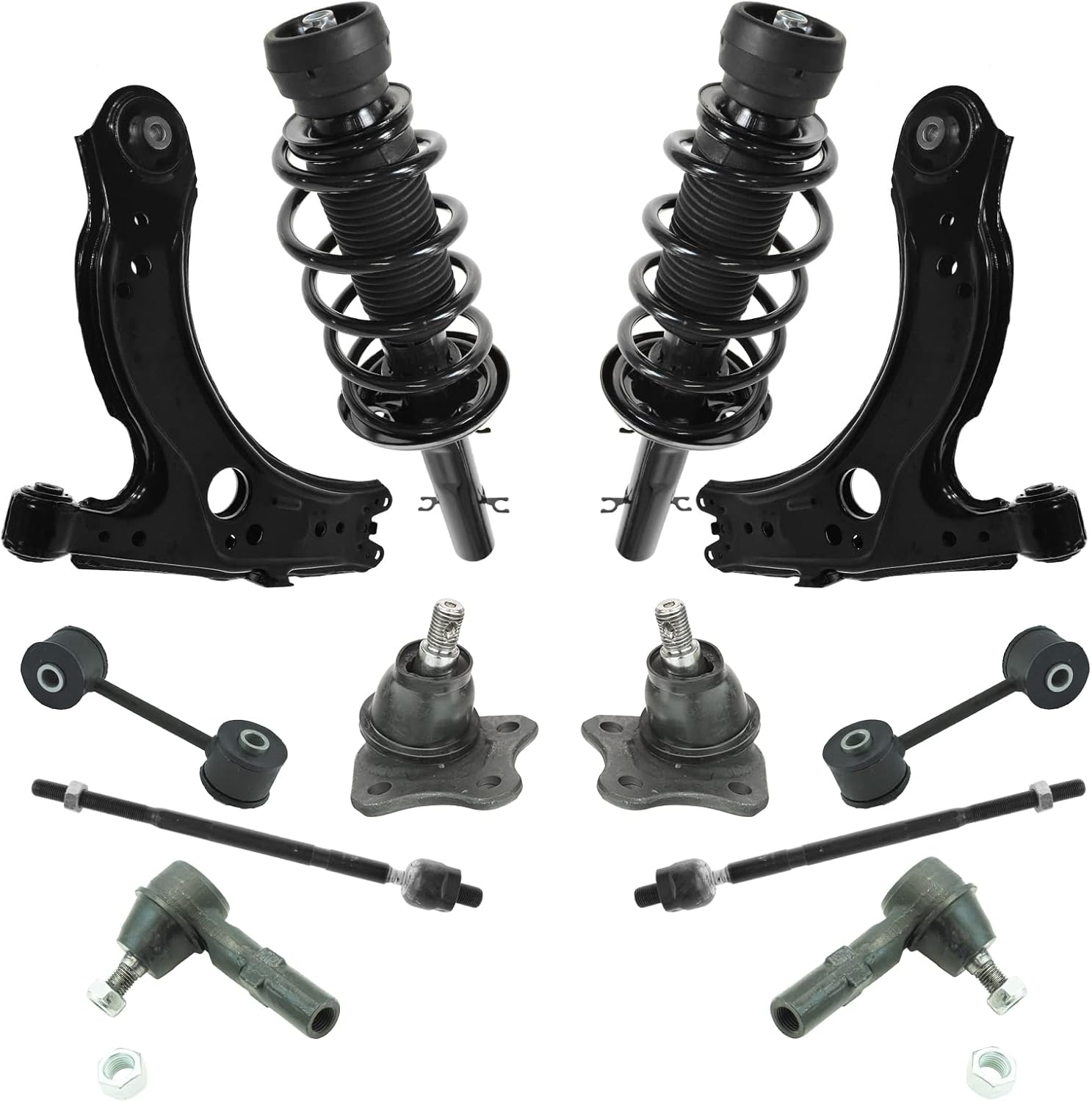 Strut Coil Spring Control Arm Tie Rod Kit for Volkswagen Jetta 01-05 Front End - 12pcs
