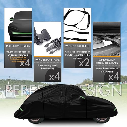 Miniatura 4 de DTNESS Fundas protectoras completas para Volkswagen Beetle Bug Sedan de 2 puertas para Volkswagen 1960-1980, 210D, impermeables, UV, ajuste