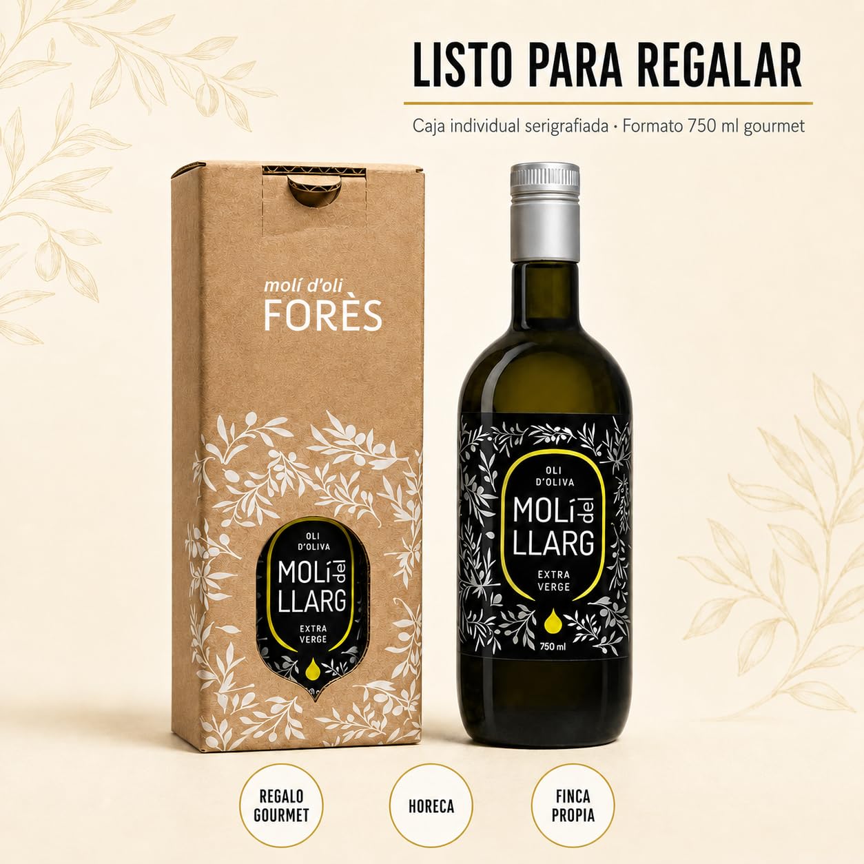 FORÉS | Aceite de Oliva Virgen Extra 750 ml Pack 6 Unidades | AOVE Gourmet Cosecha Temprana | Botella Cristal Oscuro con Caja Serigrafiada | Variedad Arbossana | Apto Regalo Empresa Cestas y Eventos