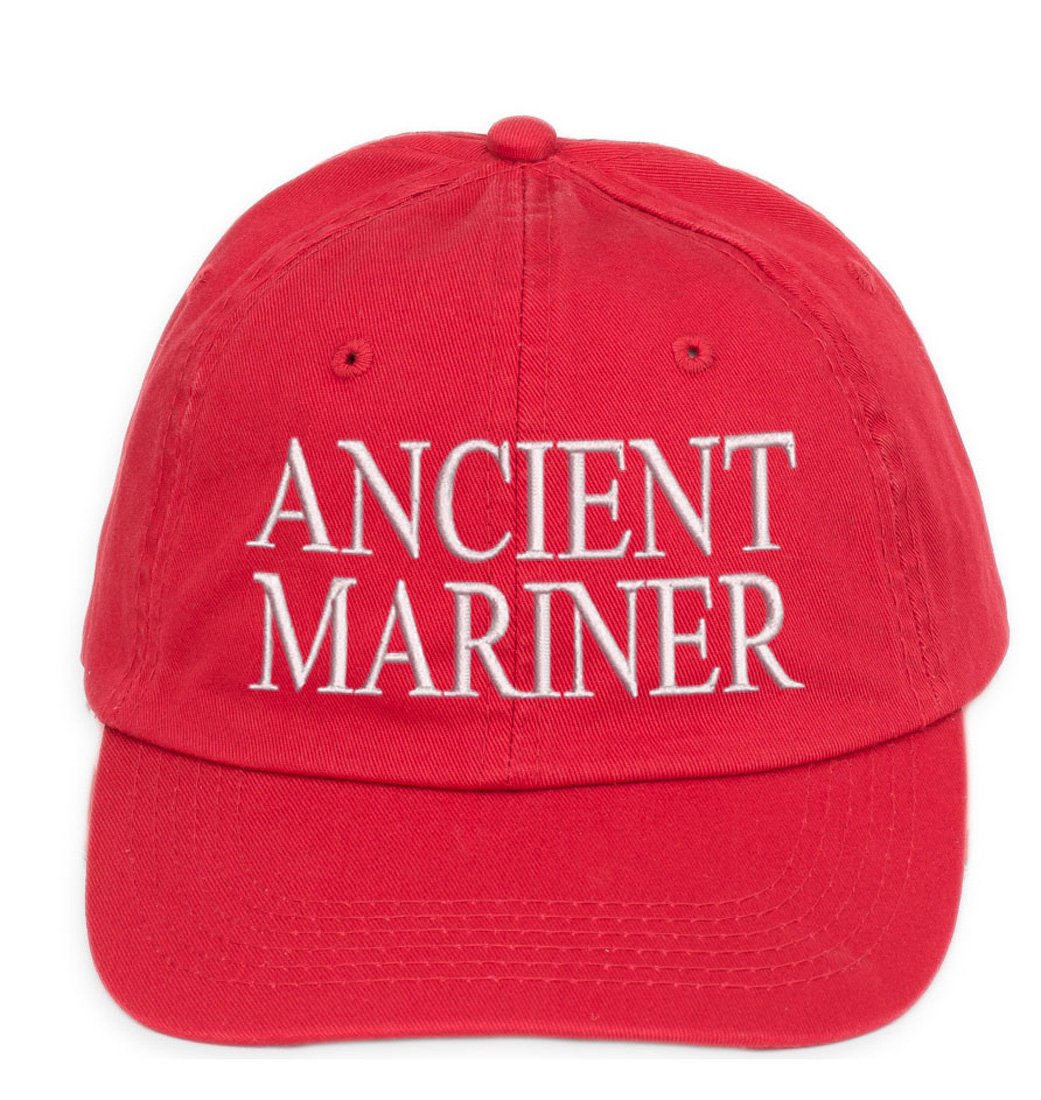 4sold 100% cotone antico marinaio, capitano cabina ragazzo equipaggio primo compagno yachting berretto da baseball iscrizione iscrizione marrone bianco (ANCIENT MARINER
