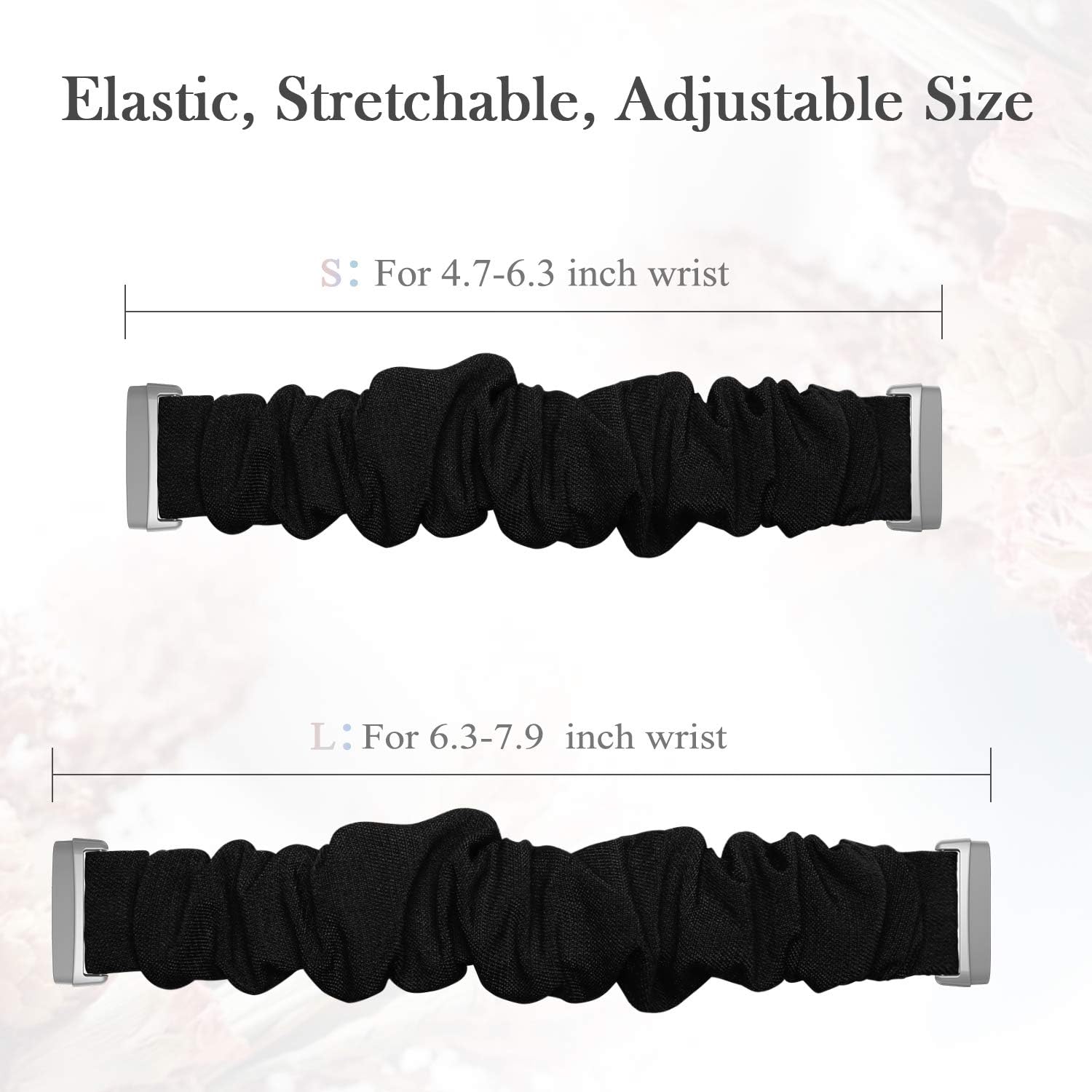 Scrunchie Bands Compatible with Fitbit Versa 3/Fitbit Sense, Women Girl Elastic Fabric Straps Pattern Printed Scrunchy Replacement Wristbands for Fitbit Versa 3/Fitbit Sense Smart Watch