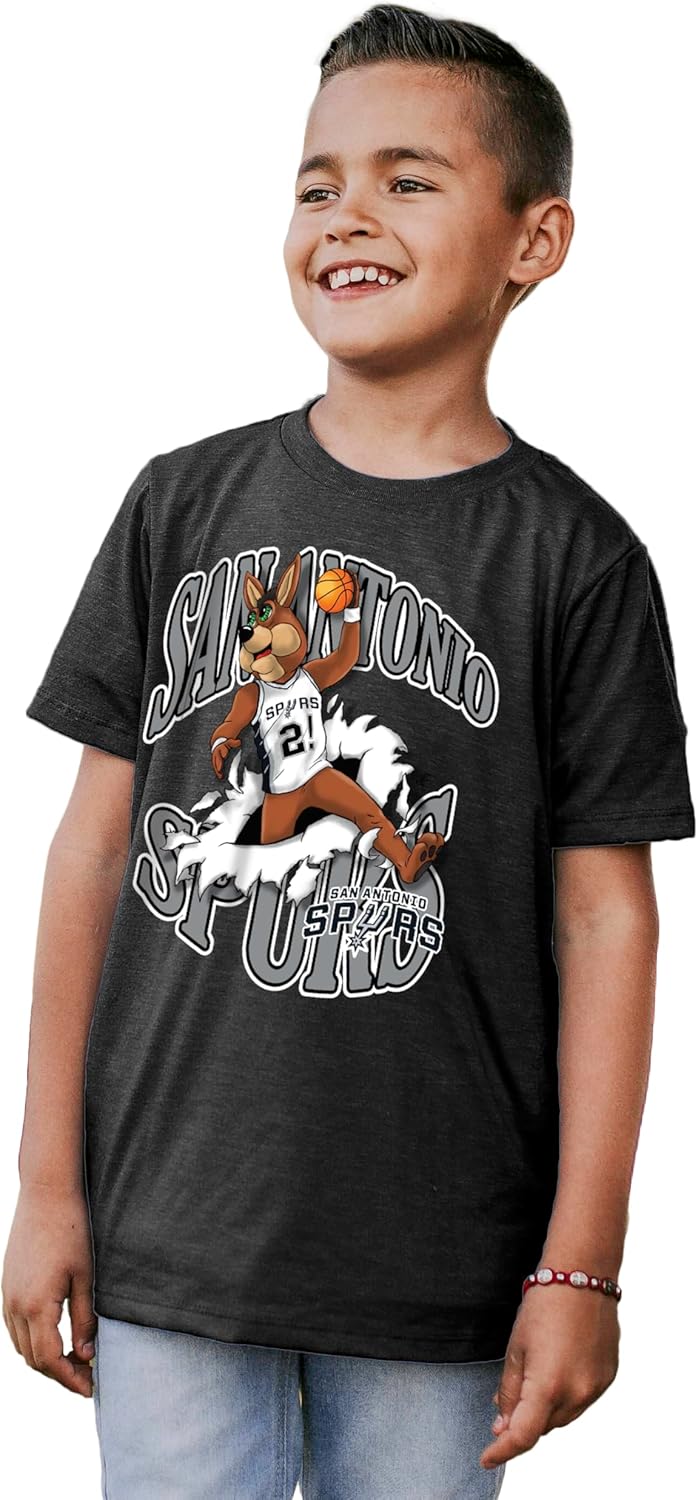 Blue 84 NBA Unisex Kids NBA Officially Licensed Youth Tri-Blend T-Shirt Slam Mascot Black