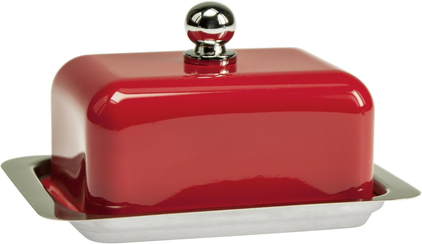 Contento Butter Dish Betty Size S in red, Stainless Steel, Small