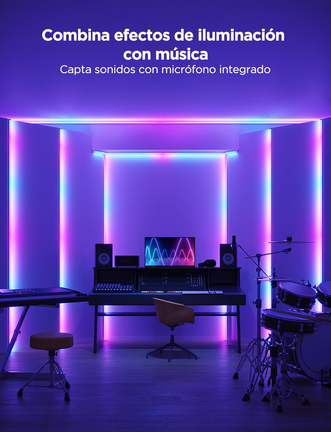 Govee Tiras de LED RGBIC Inteligentes con Cubiertas 5m, Perfil para Alexa | Compatible con Google Assistant, control inteligente por secciones, tiras de luces aptas para dormitorios, zócalos, despachos