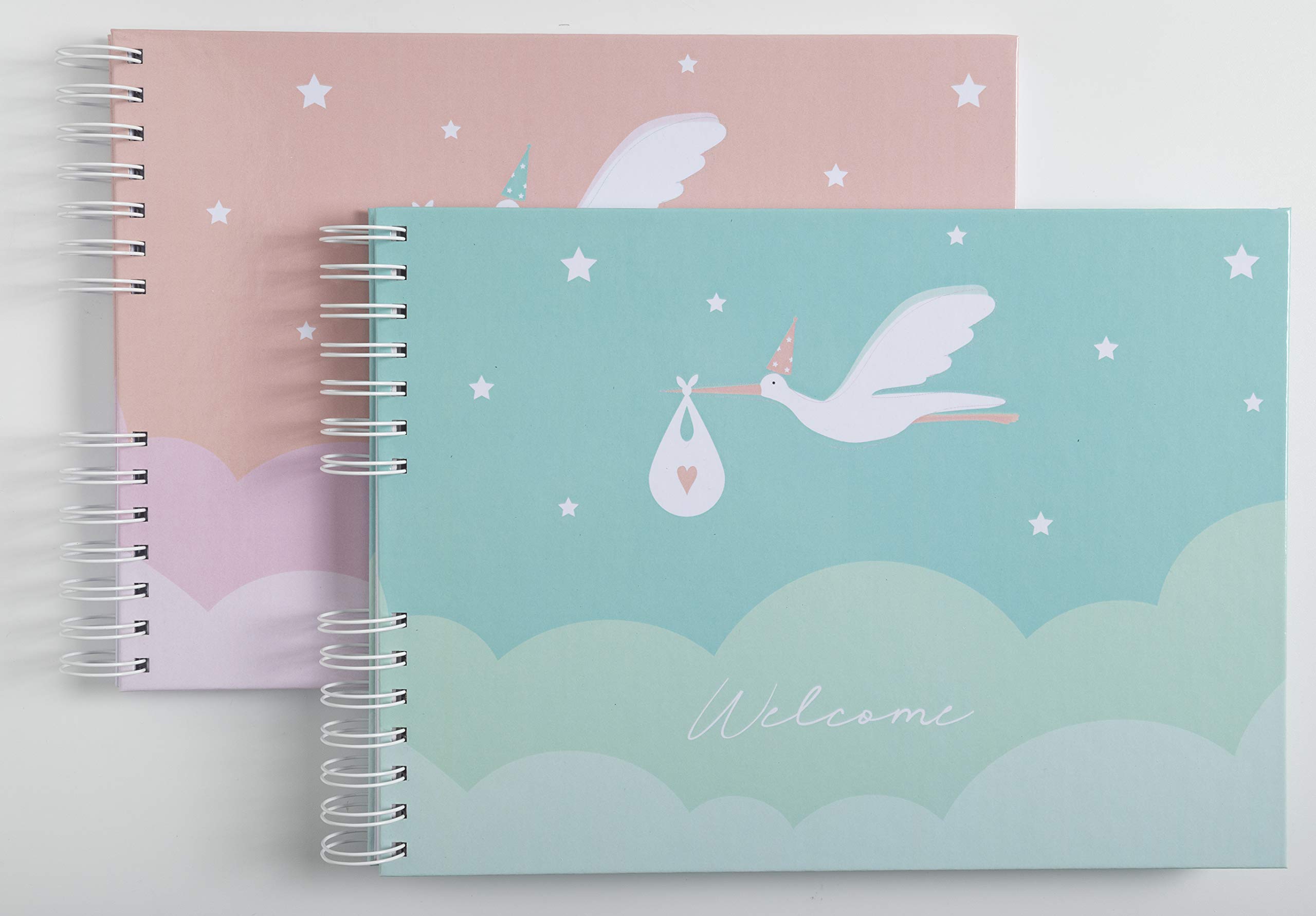 Exacompta 16334E Premium Fotoalbum Storch mit 50 Seiten, perfekt für Ihre Baby- und Kinderfotos zum selbstgestalten Spiralalbum Fotobuch blau