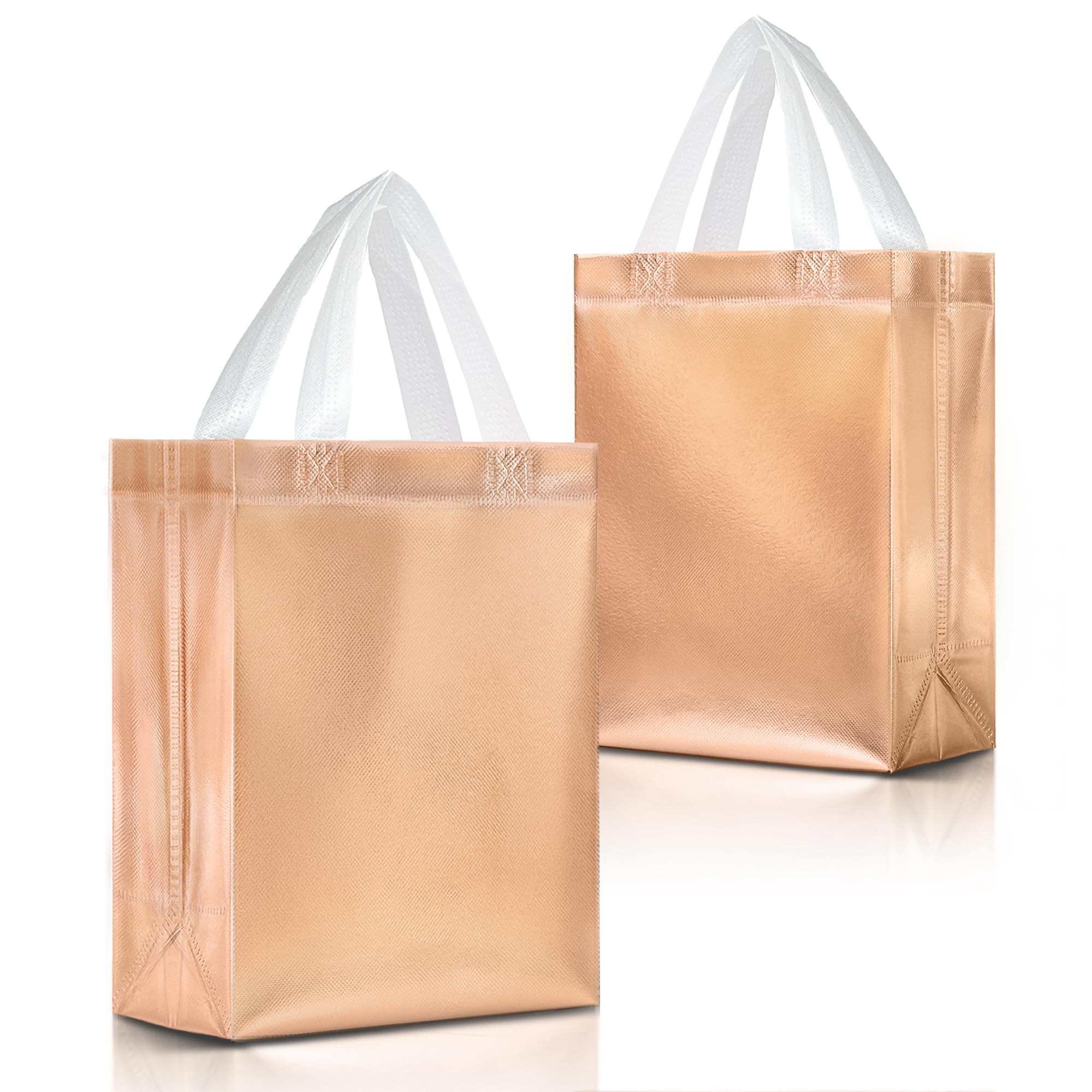 Nush Nush Rose Gold Gift Bags Set of 12 - Reusable Gift Bags Medium Size With Handles - Ideal Goodie Bag for Bachelorette Party Favors, Christmas,