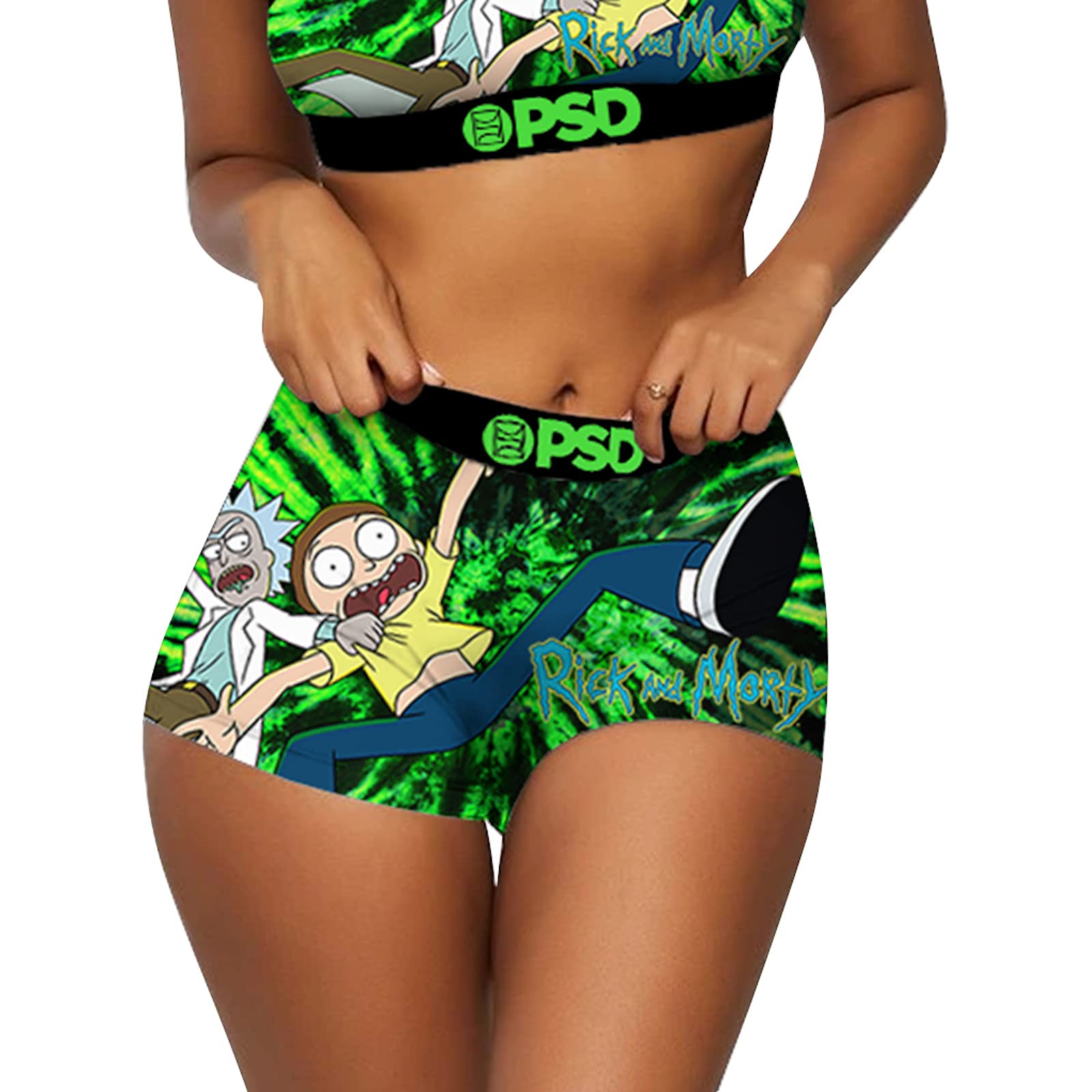 PSDPSD Women's Rick & Morty Boy Shorts - Full Coverage Women's Underwear - Comfortable Stretch Panties for Women