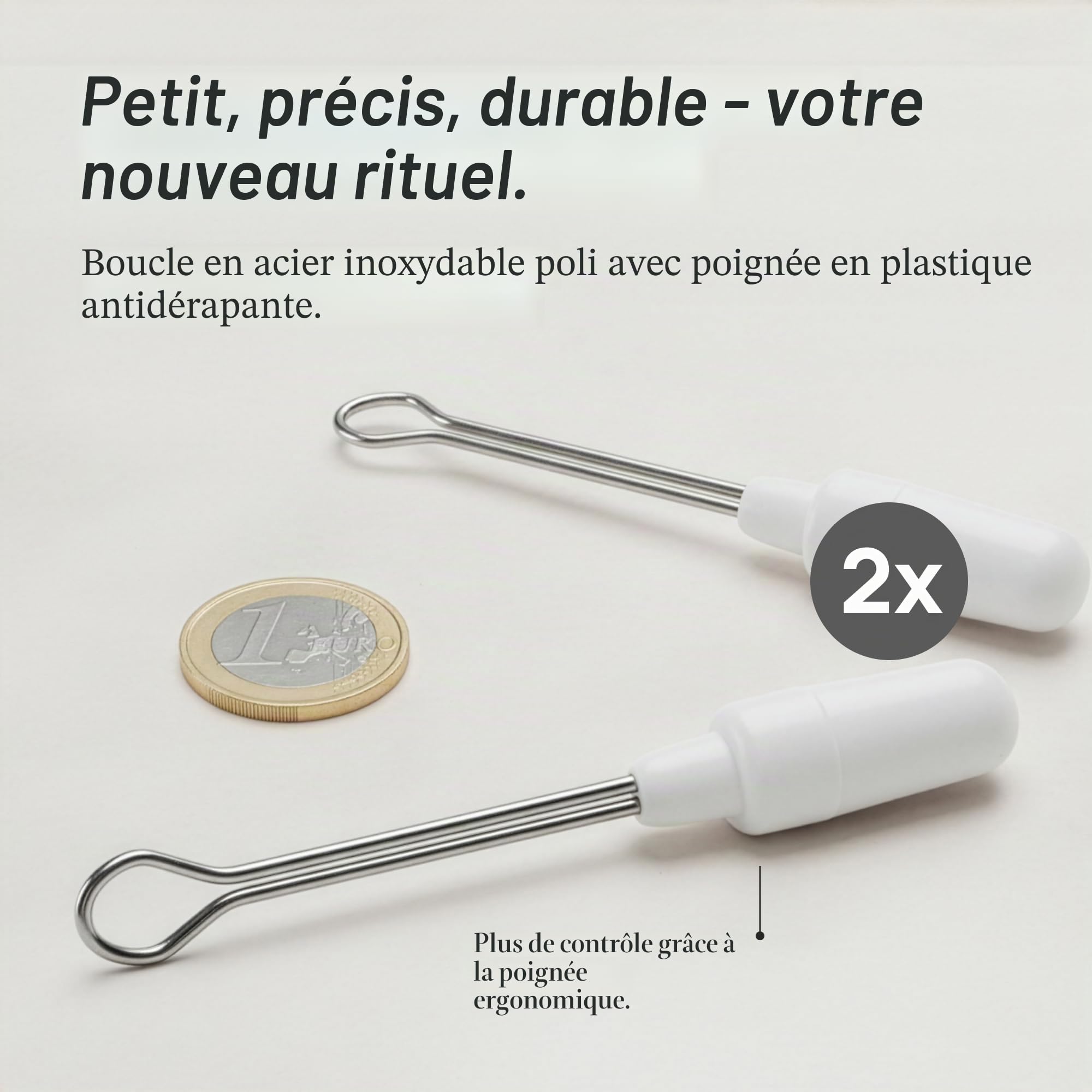 SCHWERTKRONE® Lot de 2 nettoyants d'oreille [CUILLÈRES À OREILLES] – Nettoyeur d'oreille pour adultes – Nettoyeur d'oreilles – Nettoyage des oreilles – Cuillère pour enlever le cérumen – Curette