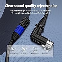 Vista 3 de XLR - Cable de extensión de micrófono hembra a macho recto, cable equilibrado de 90 grados hembra a macho recto de 3 pines a 3 pines, paquete de 2