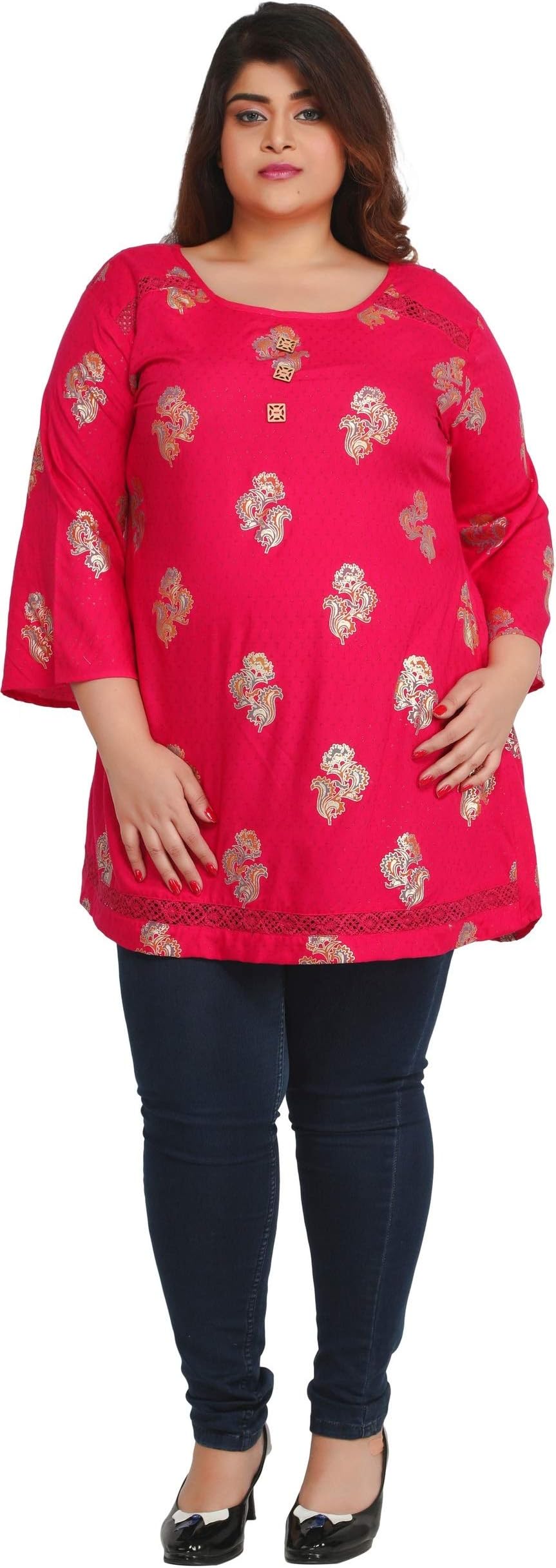 Unifiedclothes Plus Size- Women Indian Ethnic Tunic Kurti Tunic Cotton Kurta Shirt ECURVE16C