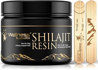 Shilajit Resin with Fulvic Acid and Trace Minerals - Gold Grade Pure Himalayan Shilajit for Men - Chilajit from Gilgit Packed with 85+ Minerals, Metabolism and Immune Support - 60g
