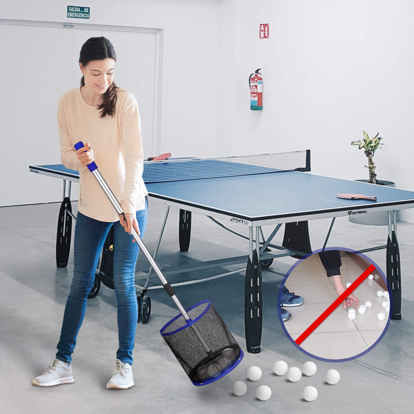 BESPORTBLE Pingpong Retriever, Ballsammler, Netztasche, Tischtennisball, Picker, Behälter, Trainingswerkzeug für (blau)