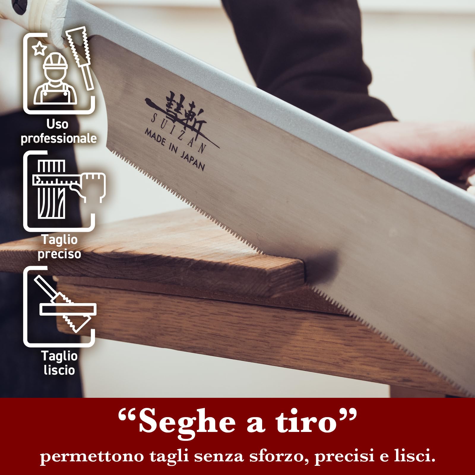 SUIZAN Dozuki Sega giapponese a taglio fine 240mm - Utensili professionali per la lavorazione del legno