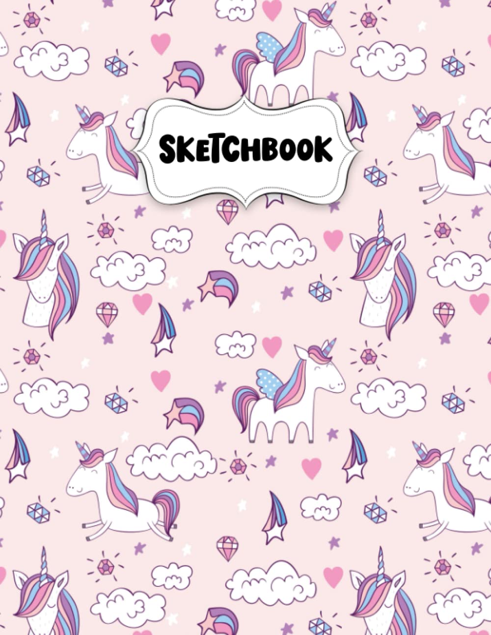 Sketchbook: Pretty Adorable Unicorn Sketch Book for Drawing: Blank Sketch Pad for Drawing for Kids: Sketchpad for Drawing for Kids, Bleed Proof Art Sketch Book 8.5 x 11