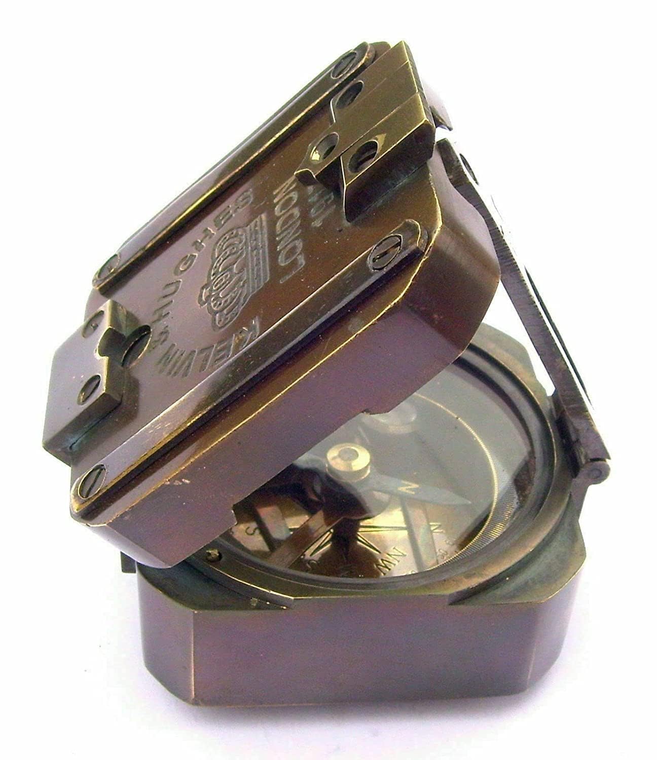 Vintage Kelvin & Hughes Solid Brass Brunton Compass, Nautical Antique, 1917-image-5